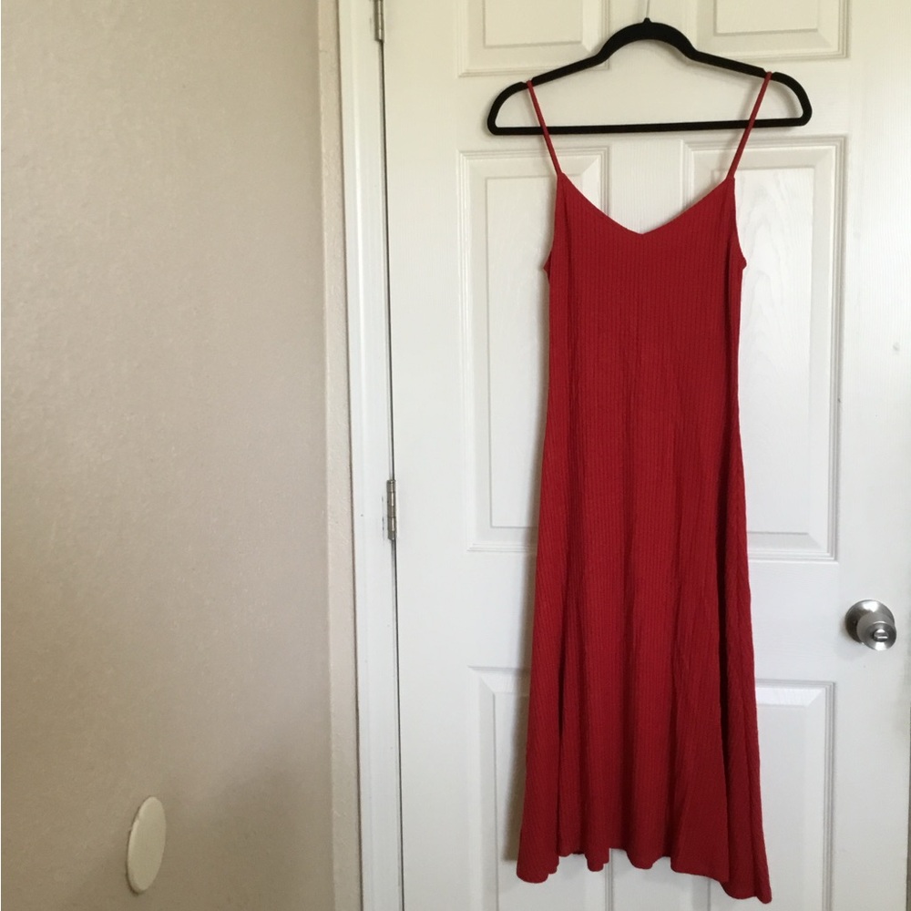 Reformation shell ribbed Red Spaghetti Strap Maxi Dress - Women size small